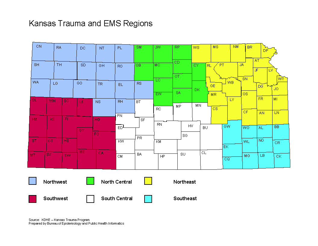 Trauma and EMS Regions Map